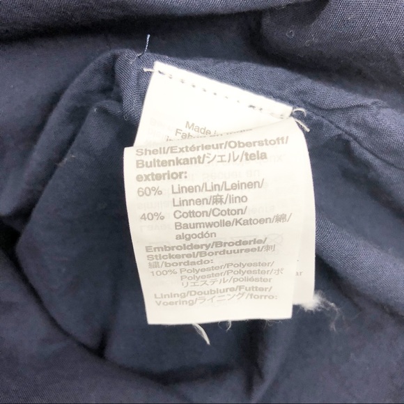 J. Crew Floral Embroidered Linen Navy Blue Tank Top - Picture 8 of 11